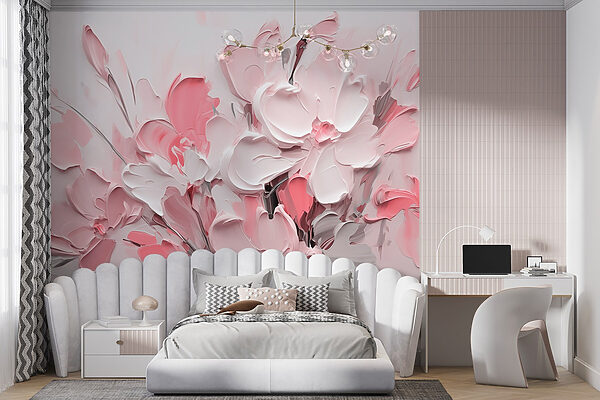 Peinture de fleurs en rose et blanc Peinture de fleurs en rose et blanc