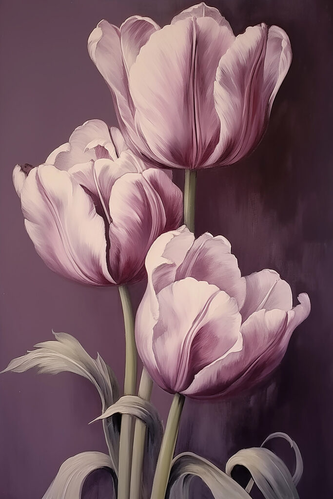 Painting of pink tulips