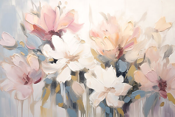 Peinture de fleurs sur une surface blanche Peinture de fleurs sur une surface blanche