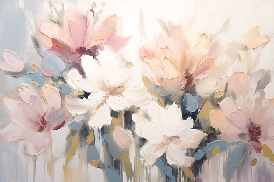 Peinture de fleurs sur une surface blanche
