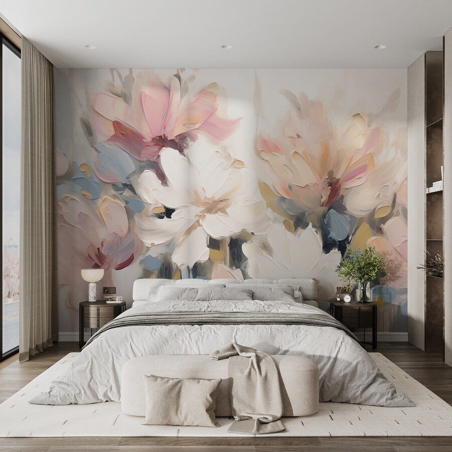 Peinture de fleurs sur une surface blanche