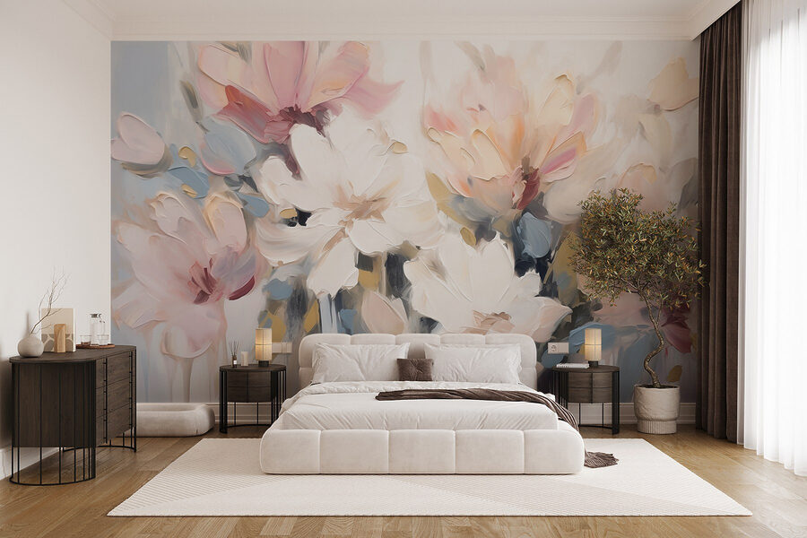 Peinture de fleurs sur une surface blanche