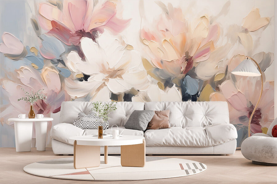 Peinture de fleurs sur une surface blanche