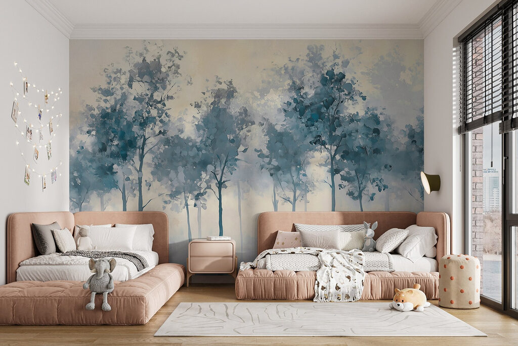 Group of trees in fog Group of trees in fog