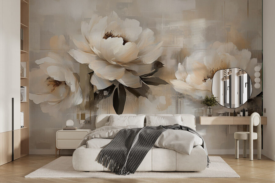 Peinture de fleurs sur fond blanc