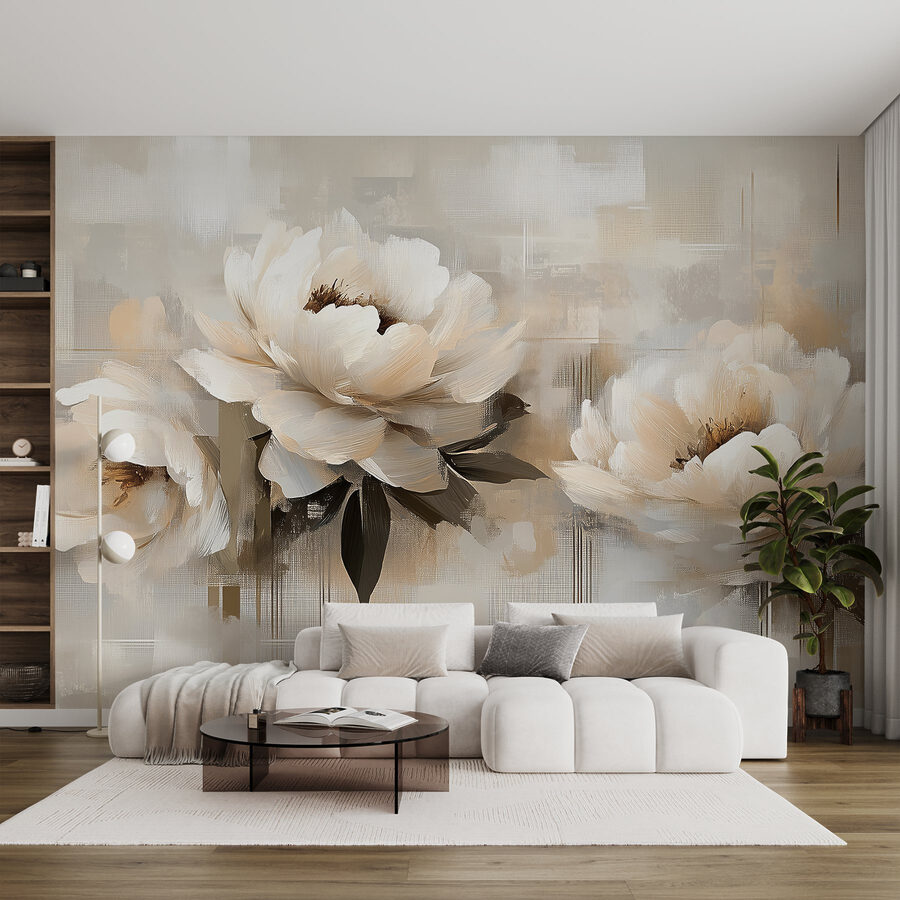Peinture de fleurs sur fond blanc