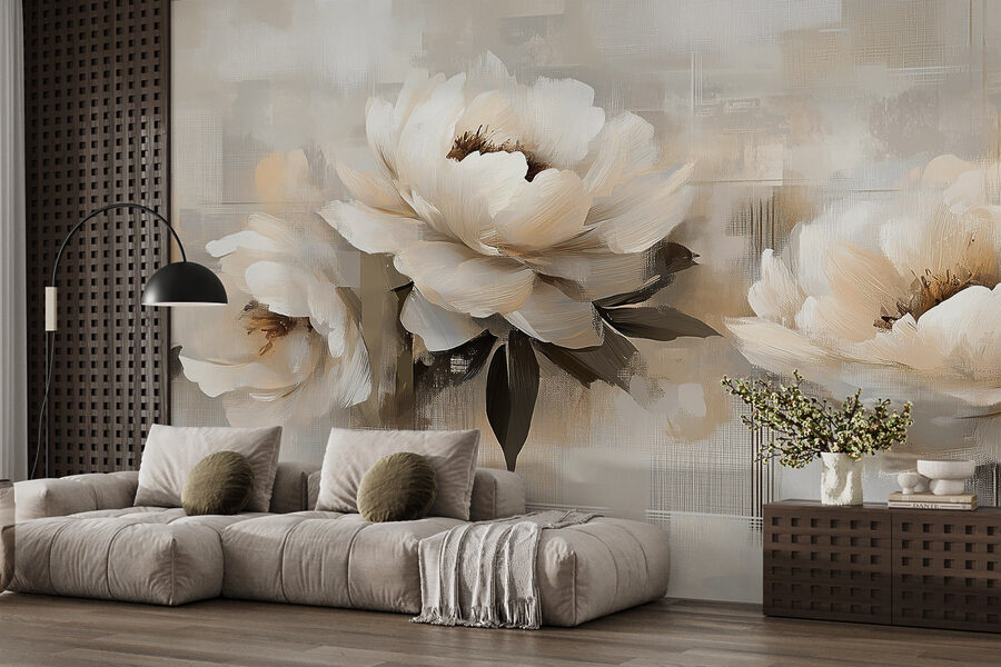 Peinture de fleurs sur fond blanc