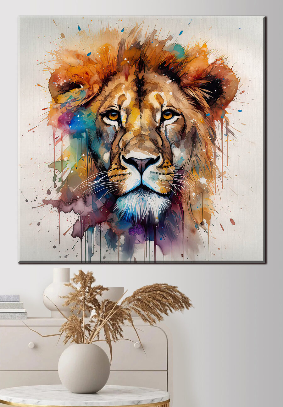 Peinture d'un visage en lion Peinture d'un visage en lion