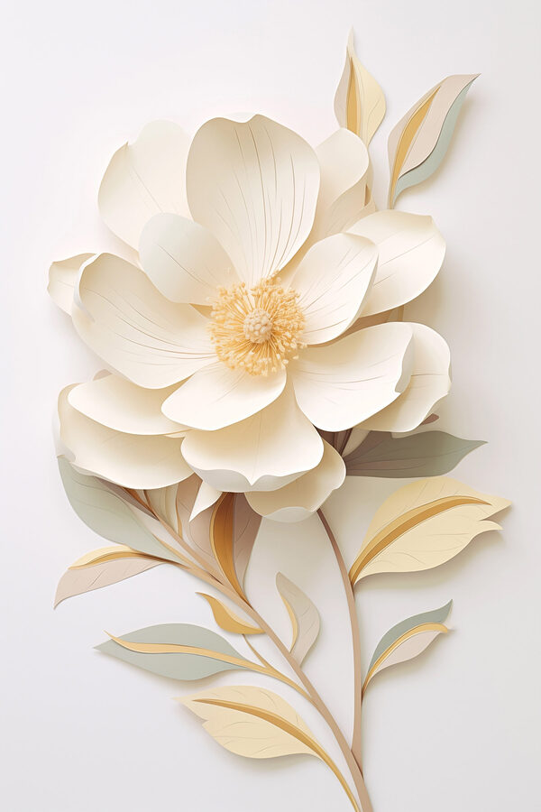 Fleur en papier avec feuilles Fleur en papier avec feuilles