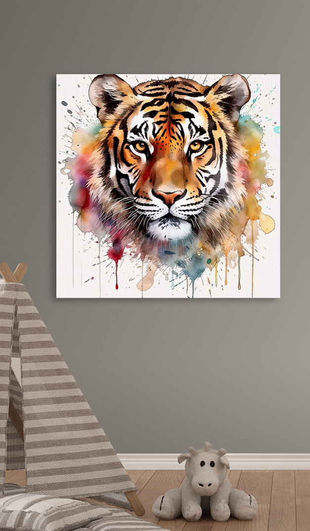 Tigre avec des éclaboussures colorées