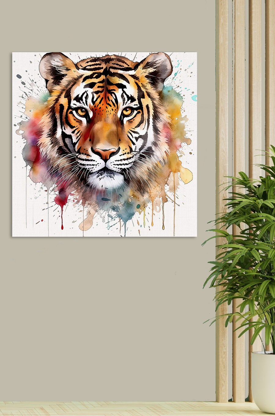 Tigre avec des éclaboussures colorées