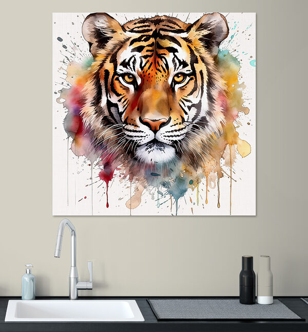 Tigre avec des éclaboussures colorées Tigre avec des éclaboussures colorées