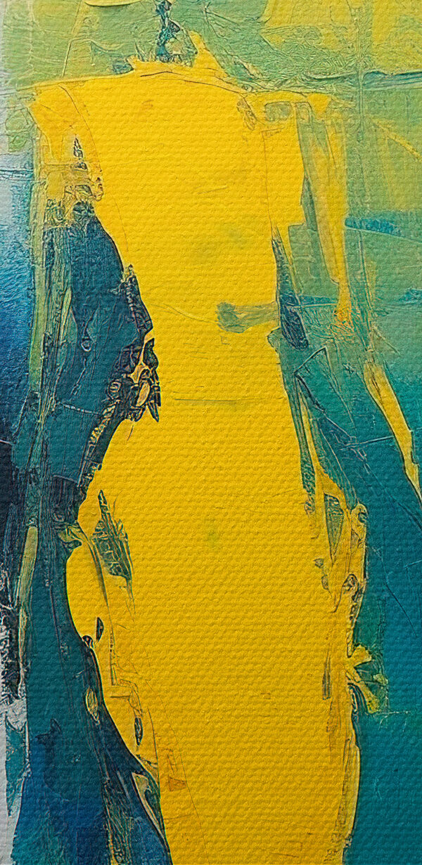 Peinture de personnes en jaune et bleu Peinture de personnes en jaune et bleu