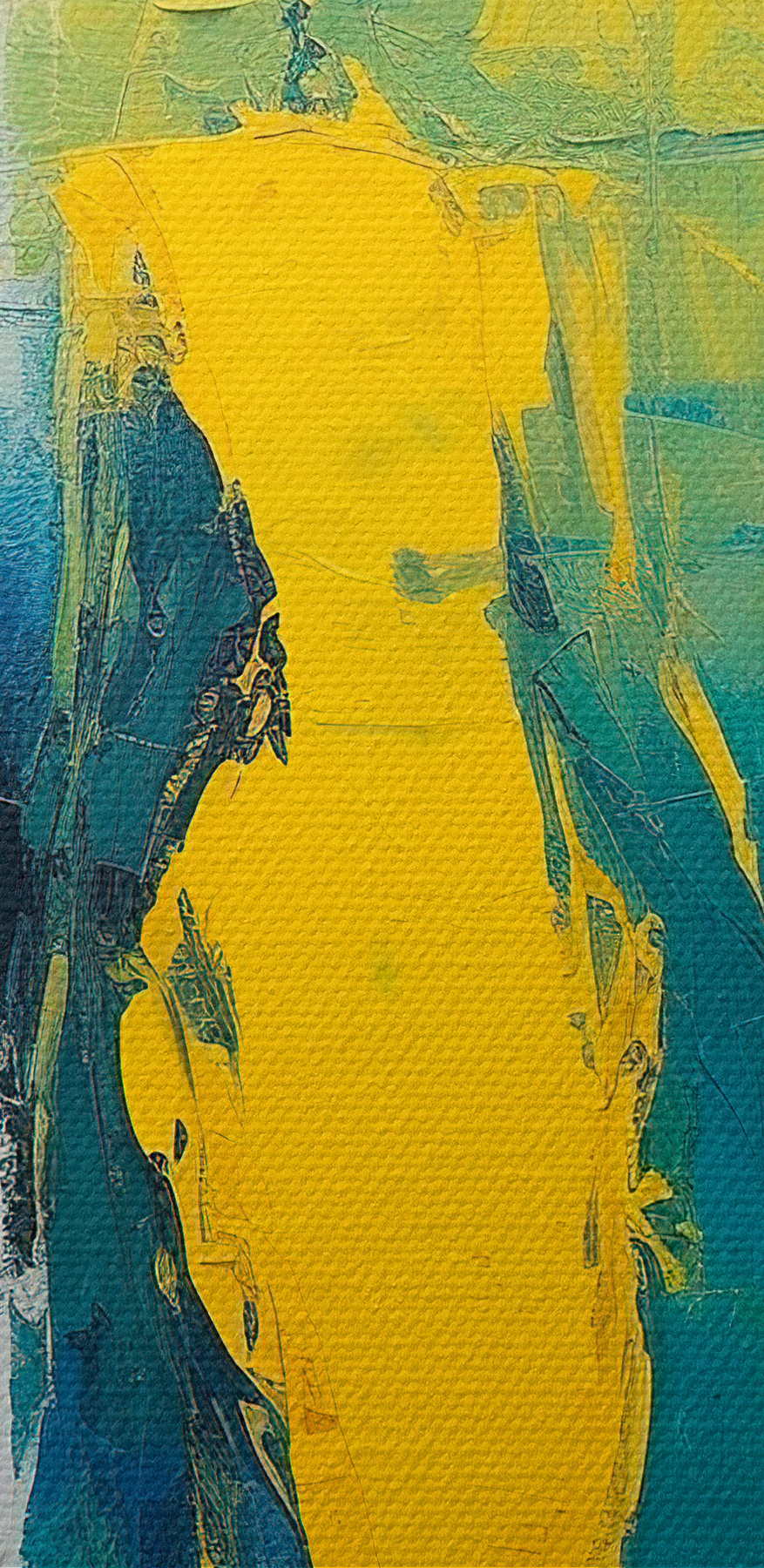 Peinture de personnes en jaune et bleu Peinture de personnes en jaune et bleu