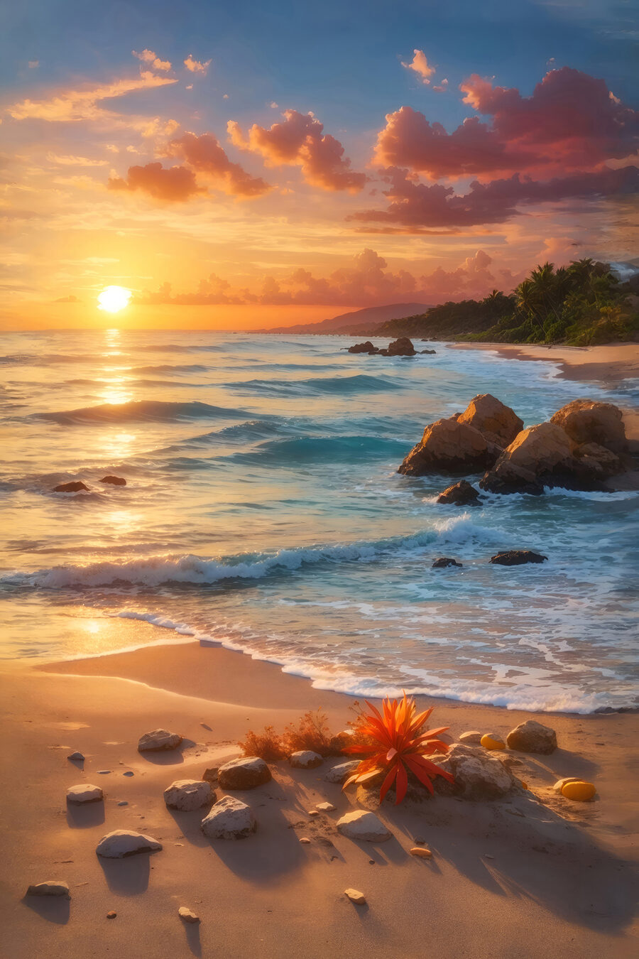Coucher de soleil sur une plage