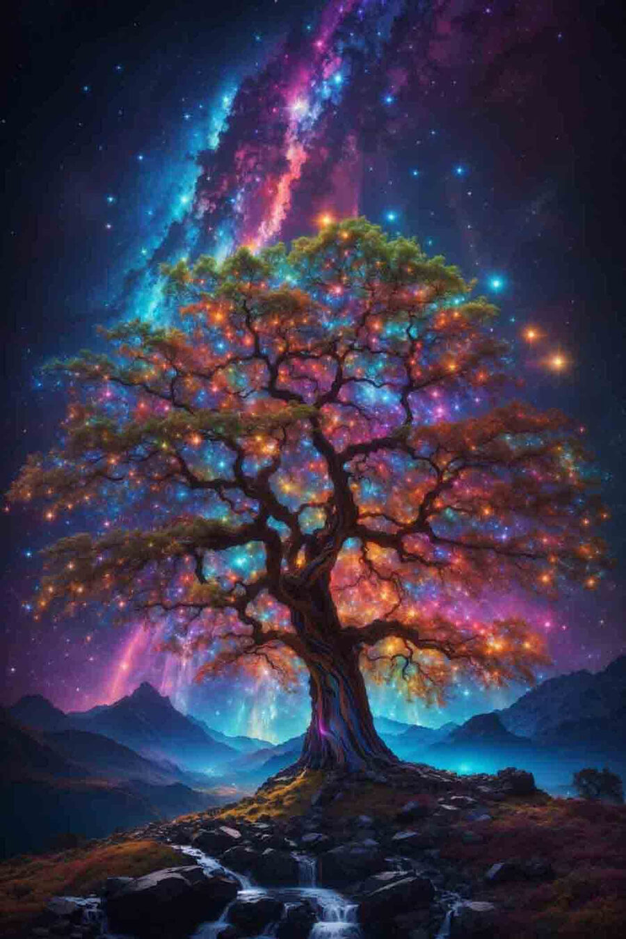 Arbre avec des lumières colorées