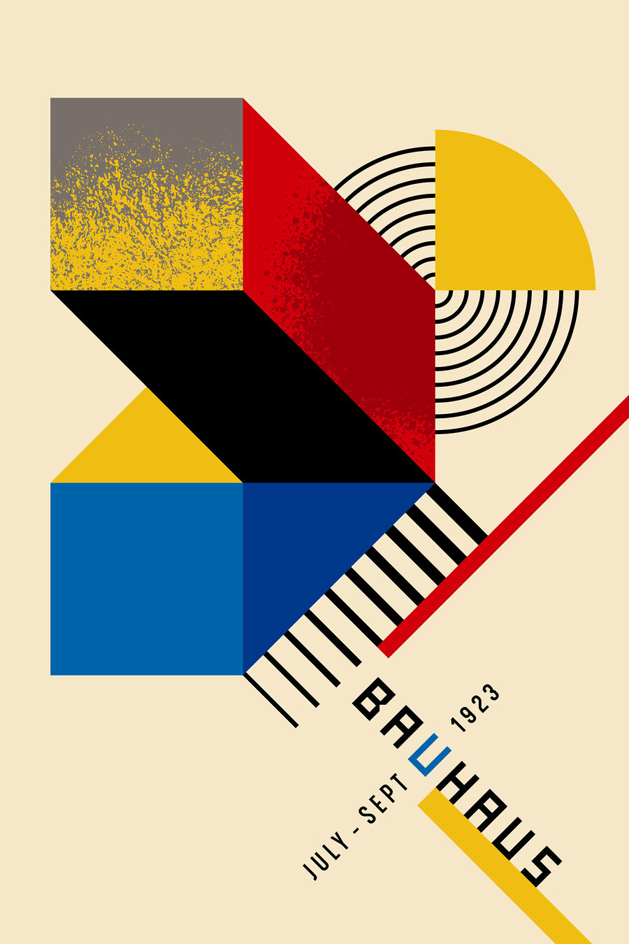 Motif géométrique coloré avec du noir, du rouge et du jaune