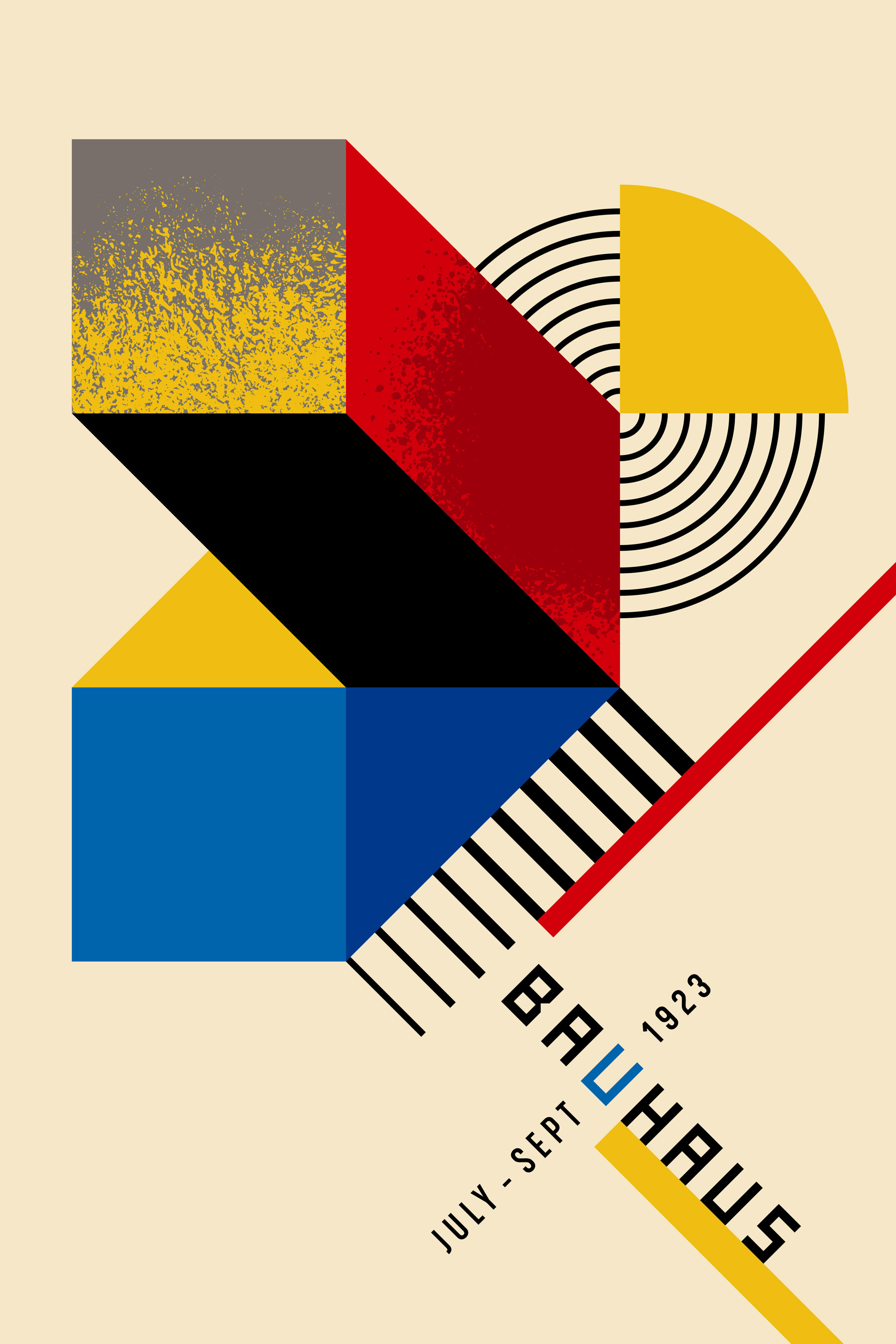 Colorful geometrical design with black and red and yellow