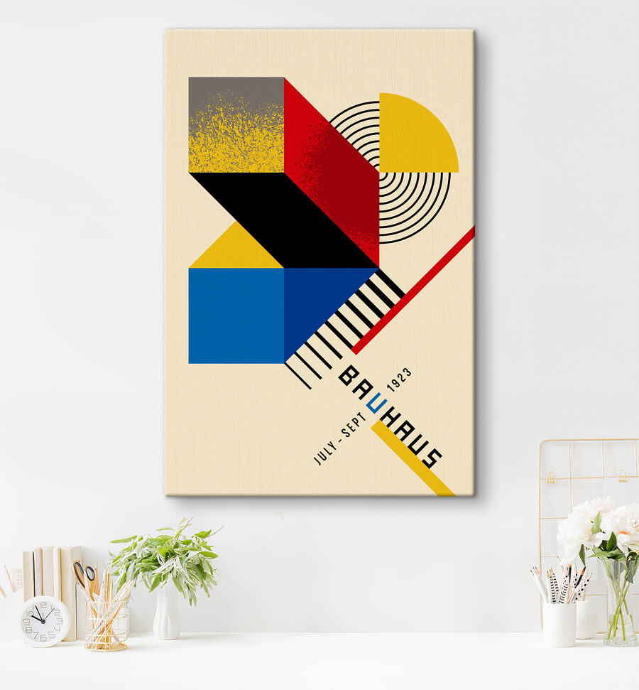 Motif géométrique coloré avec du noir, du rouge et du jaune