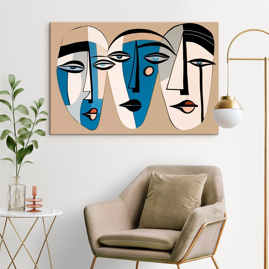 Groupe de visages peints sur un mur