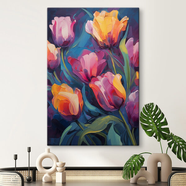 Peinture de fleurs sur fond bleu Peinture de fleurs sur fond bleu
