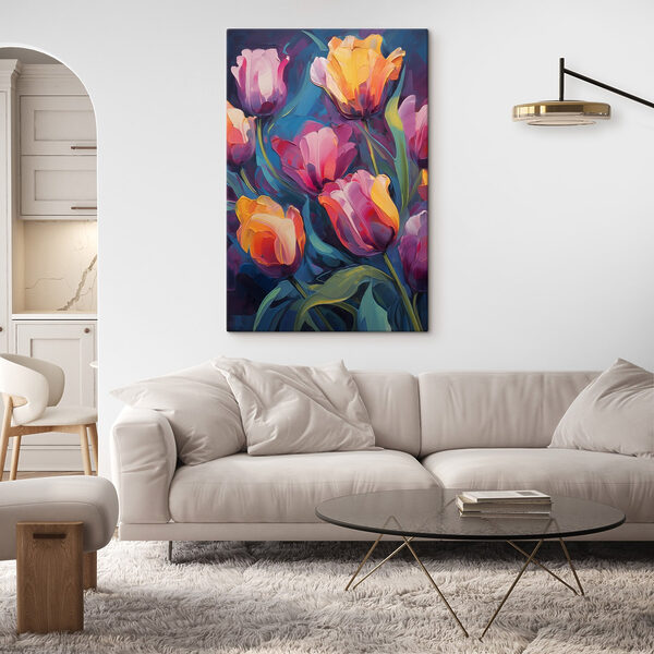 Peinture de fleurs sur fond bleu Peinture de fleurs sur fond bleu