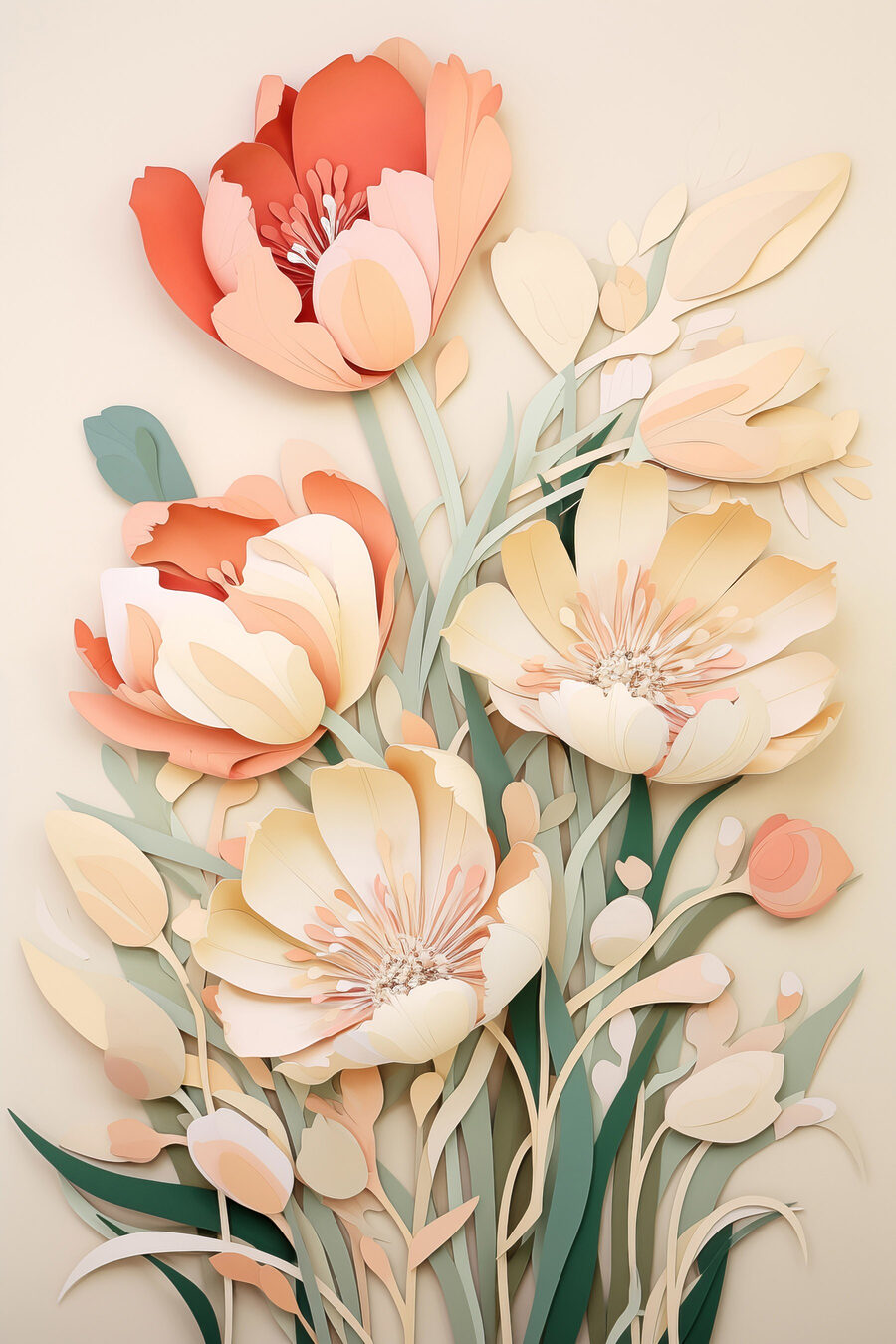 Papier découpé de fleurs