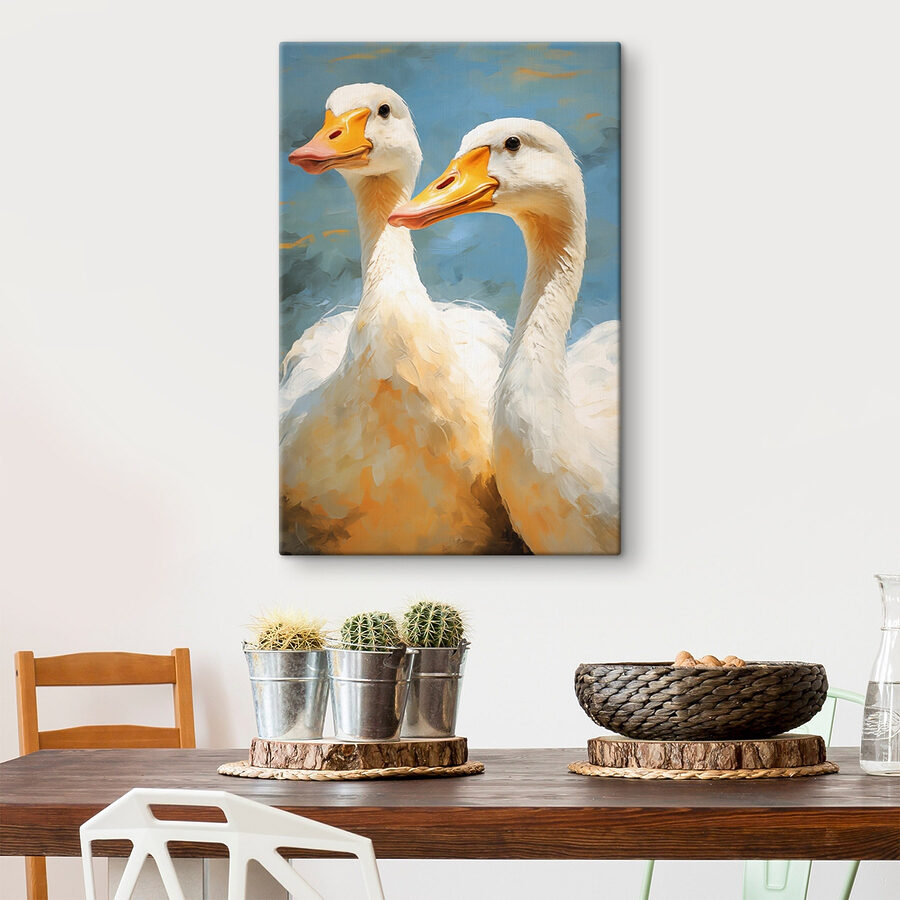 Paire de canards blancs au bec orange