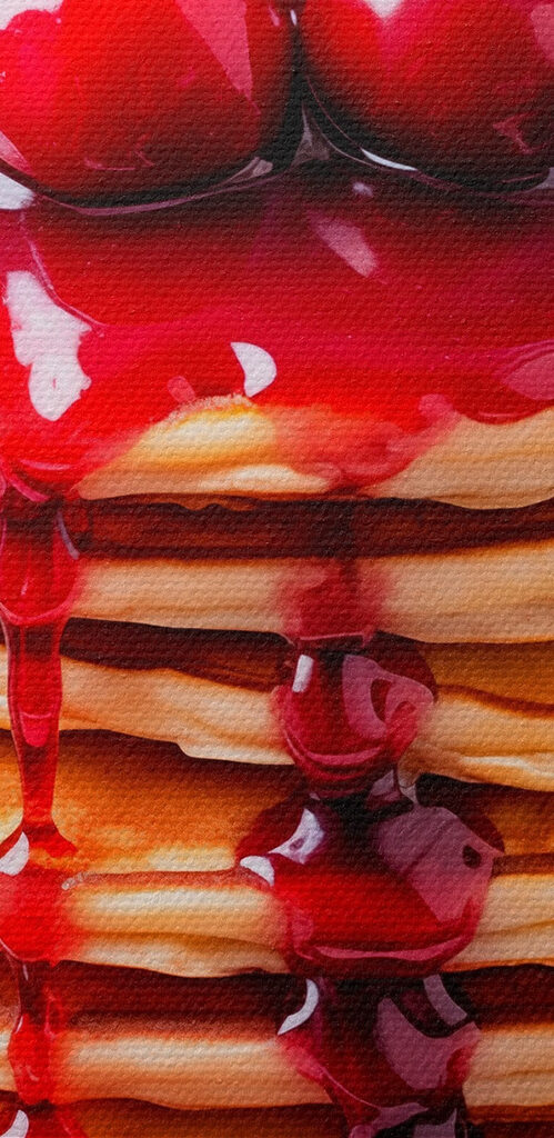 Stack of pancakes with cherry syrup on top Stack of pancakes with cherry syrup on top