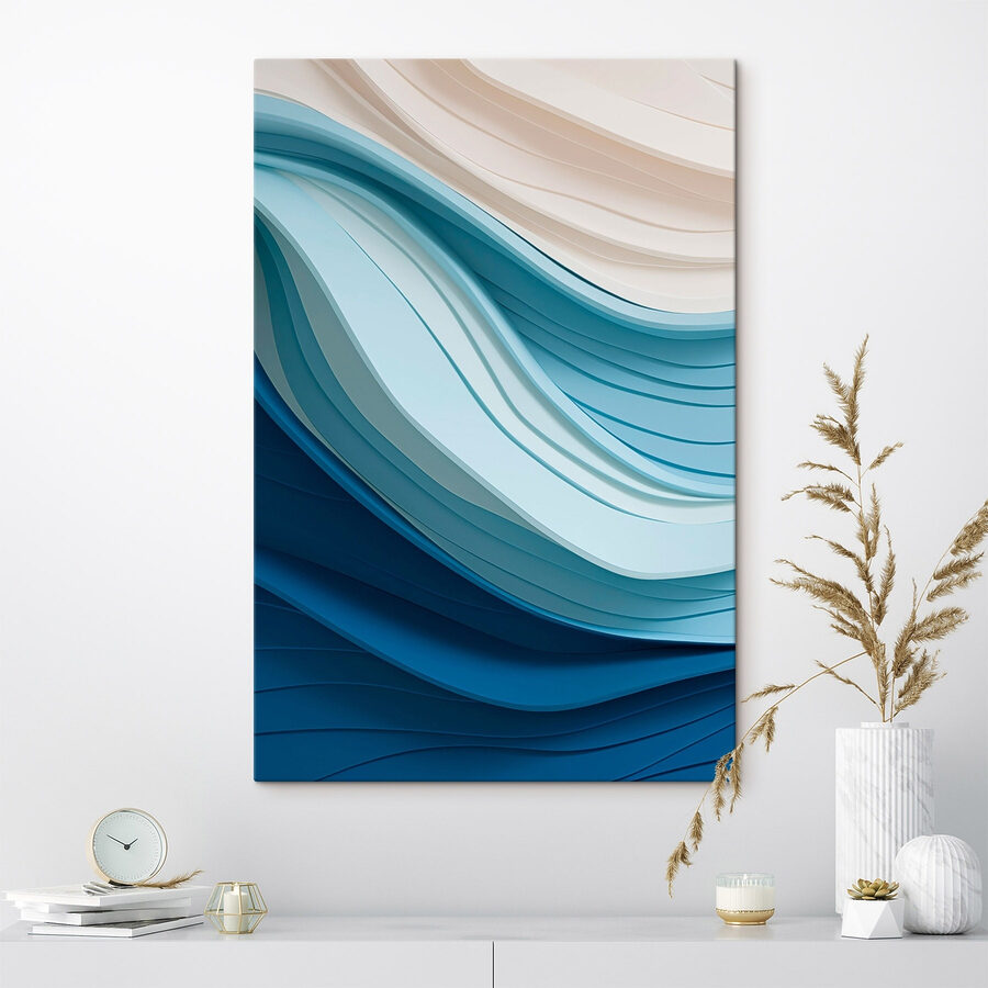 Lignes ondulées bleues et blanches