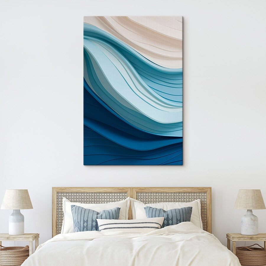 Lignes ondulées bleues et blanches