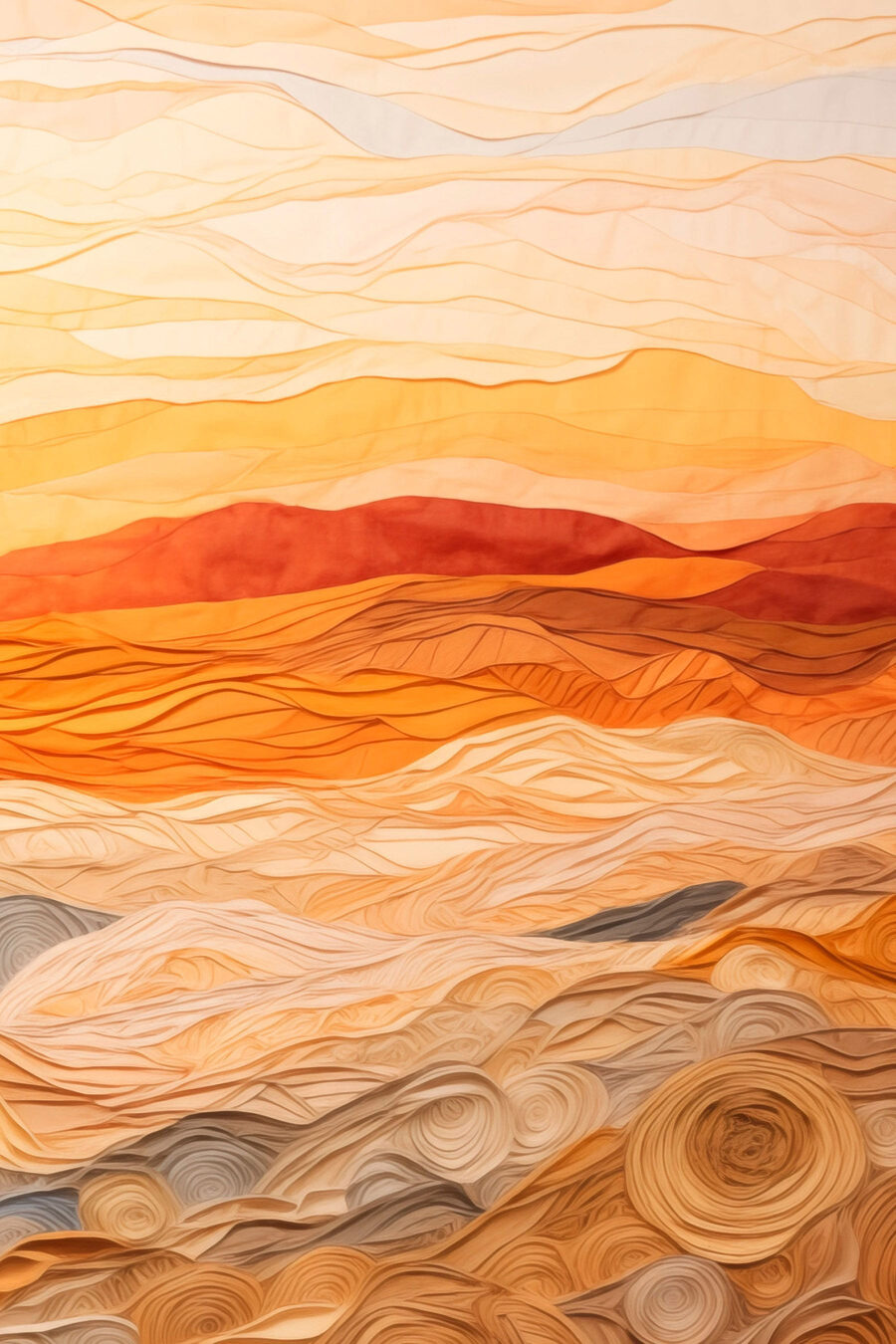 Pièce d'art en tissu avec des lignes ondulées