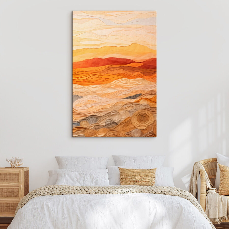 Pièce d'art en tissu avec des lignes ondulées