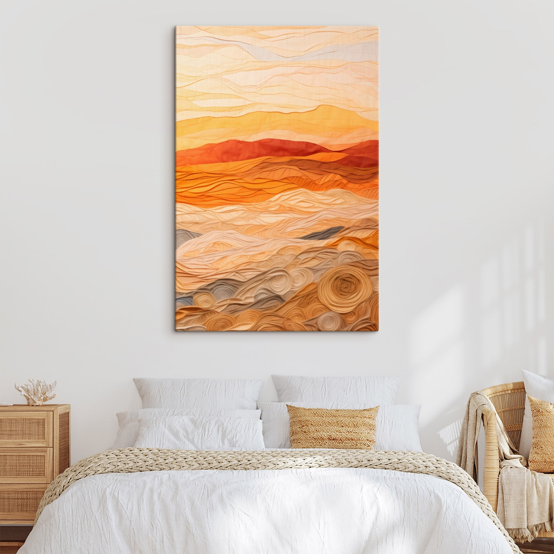 Art piece of fabric with wavy lines Art piece of fabric with wavy lines