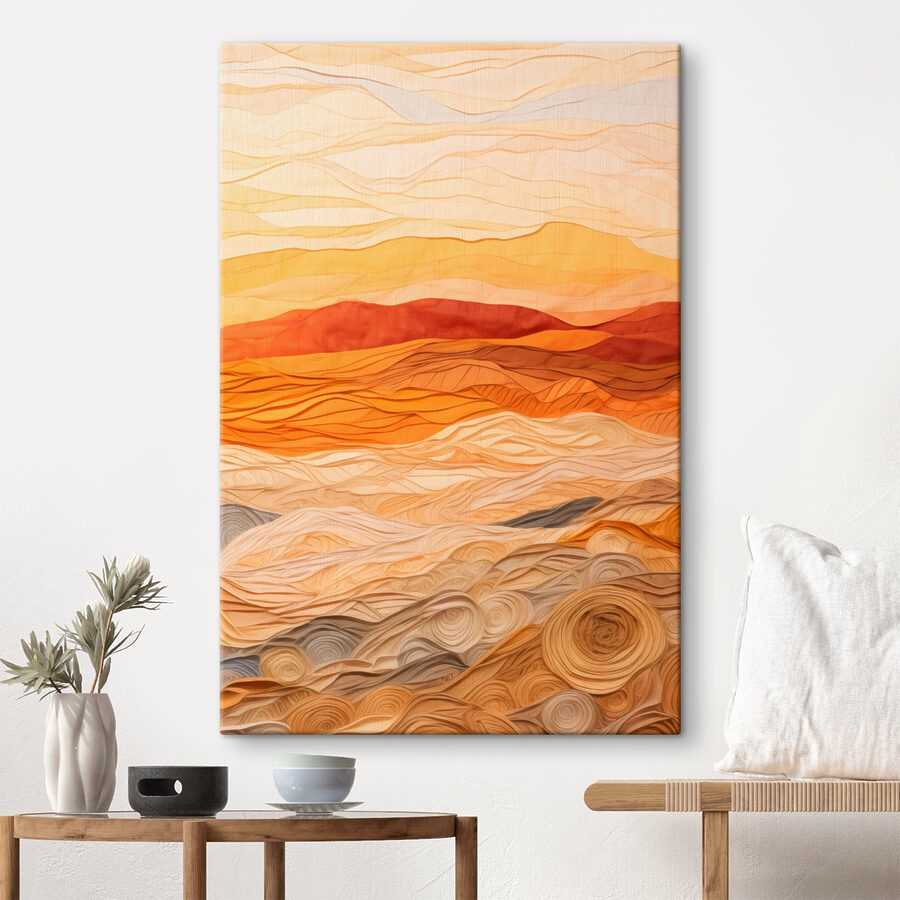 Pièce d'art en tissu avec des lignes ondulées