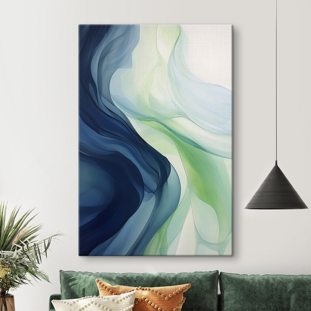 Fluid waves of blue and green