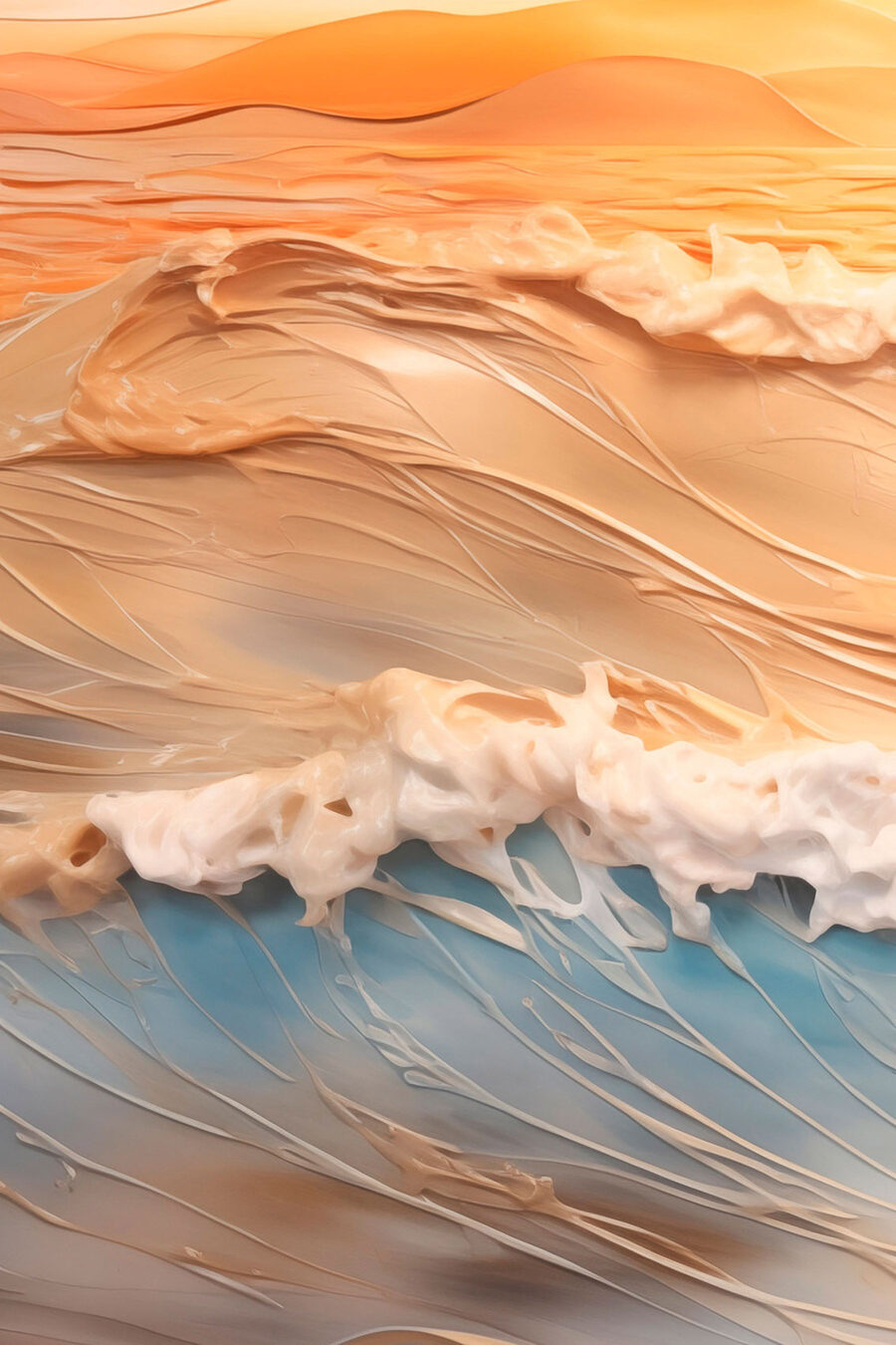 Coucher de soleil sur une vague tranquille de l'océan