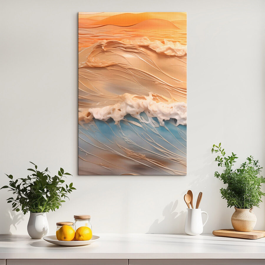 Coucher de soleil sur une vague tranquille de l'océan