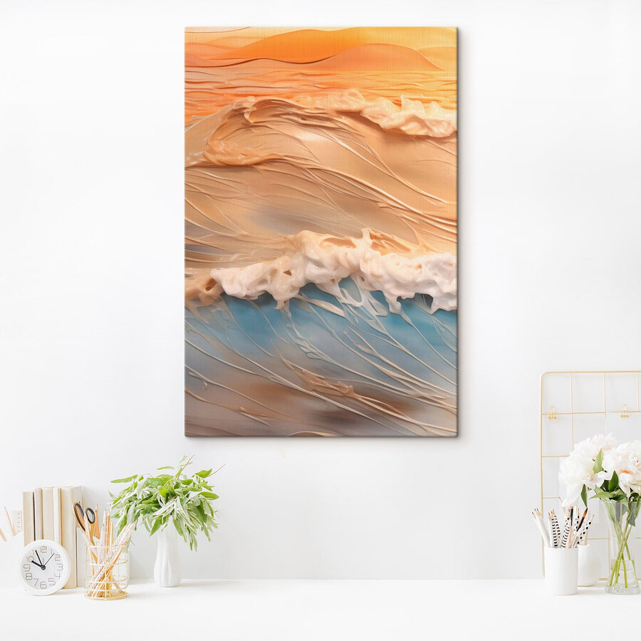 Coucher de soleil sur une vague tranquille de l'océan