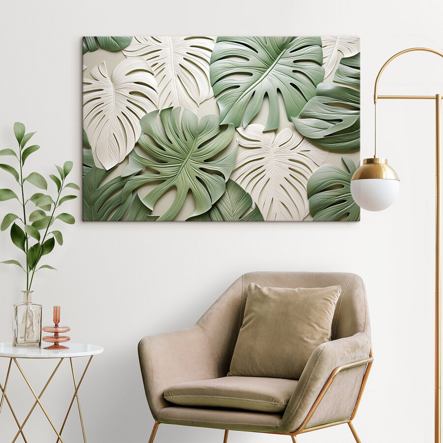 Groupe de feuilles vertes et blanches
