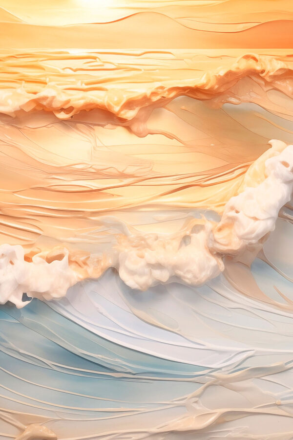 Des vagues douces caressées par des teintes tendres Des vagues douces caressées par des teintes tendres