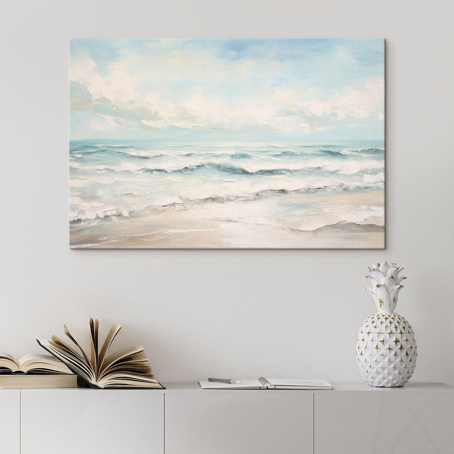 Peinture de vagues sur une plage