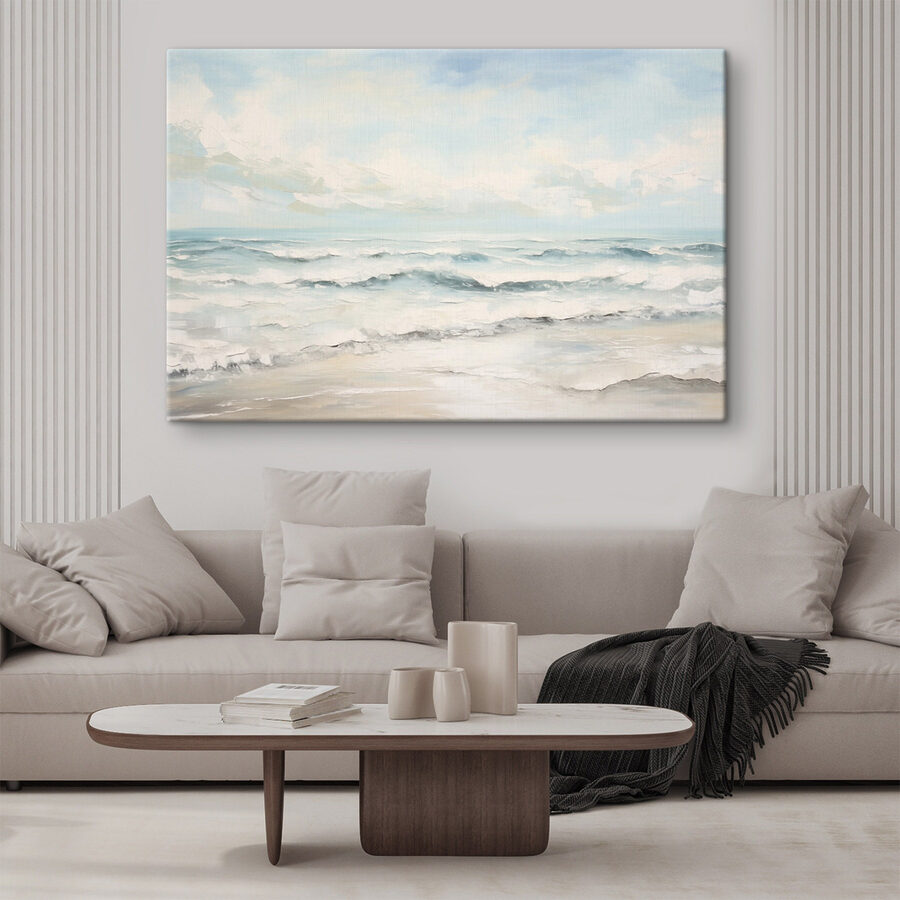 Peinture de vagues sur une plage