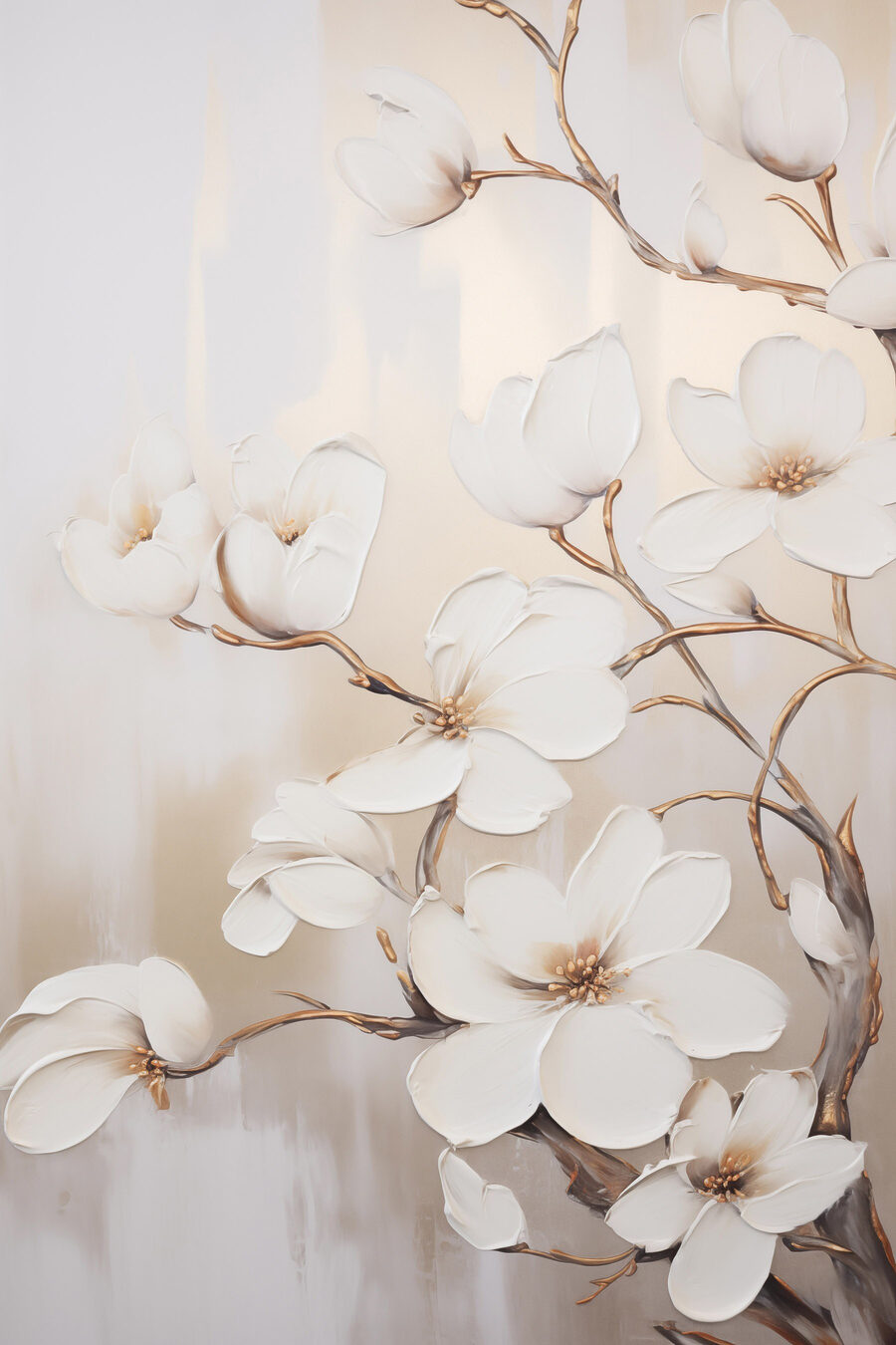 Peinture de fleurs blanches