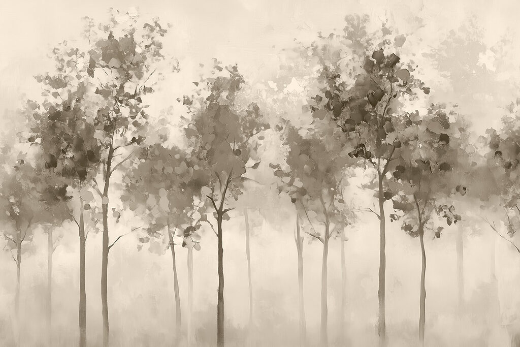 Groupe d'arbres dans une zone brumeuse Groupe d'arbres dans une zone brumeuse