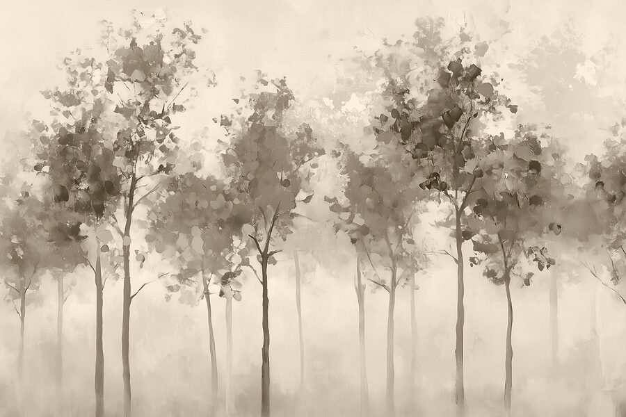 Groupe d'arbres dans une zone brumeuse