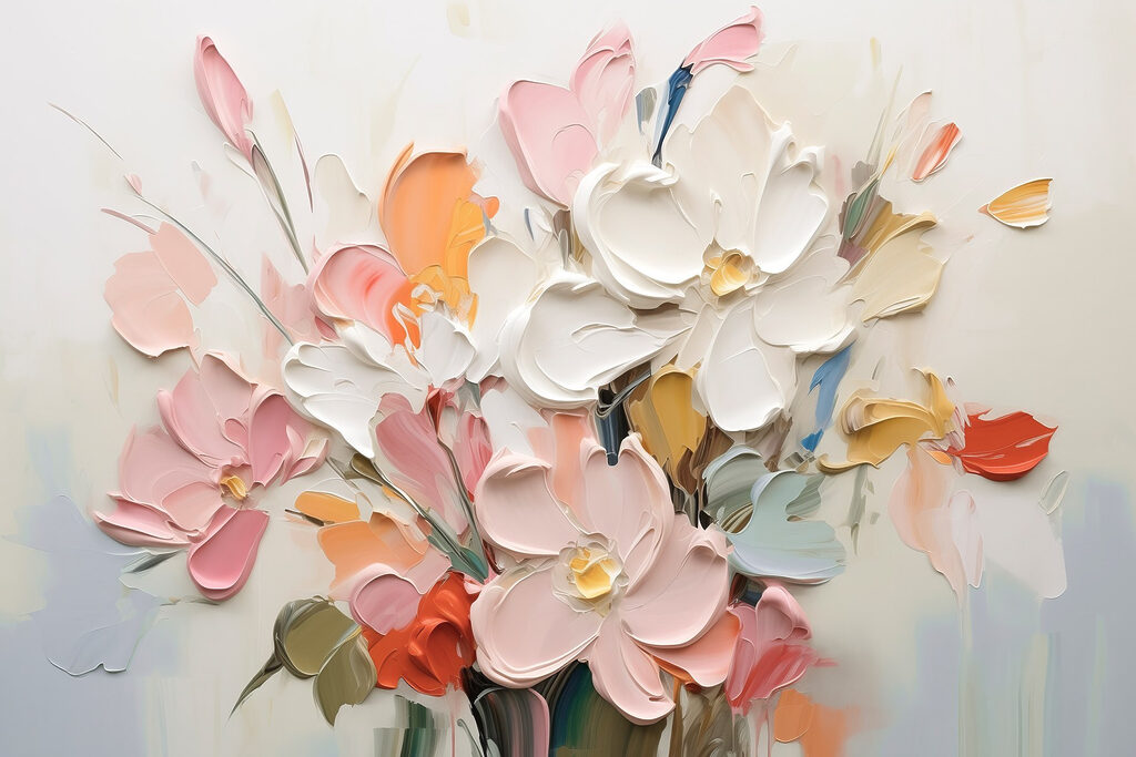 Peinture de fleurs sur une surface blanche Peinture de fleurs sur une surface blanche