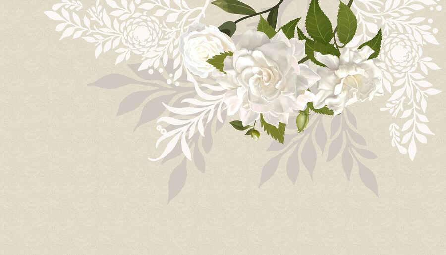 Papier peint Fleurs blanches avec feuilles vertes – Image 8