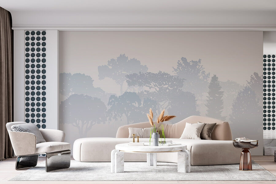 Groupe d'arbres dans le brouillard