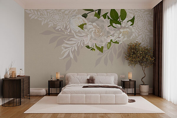 White flowers with green leaves White flowers with green leaves